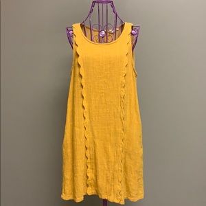 Scalloped Mustard Shift Dress